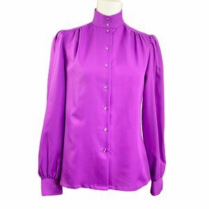 Vintage Judy Bond Purple Button Up Blouse